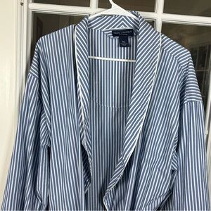 Daniel Cremieux Blue and White Striped Lounge Robe